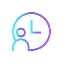 Person Hour Business people icon with blue duotone style. people, job, man, clock, schedule, watch, flexible. Vector illustration