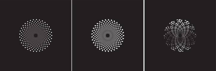 black and white background vector, Dotted vortex 3 versions