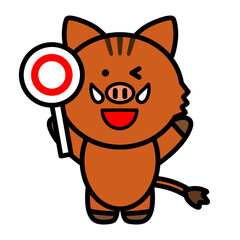 マルを出すイノシシ　イラスト