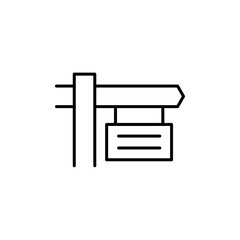 Sign Board Real Estate icon with black outline style. information, frame, element, road, billboard, street, direction. Vector illustration