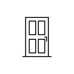 Door Real Estate icon with black outline style. home, interior, doorway, room, entrance, lock, enter. Vector illustration