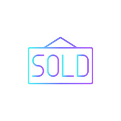 Sold Board Real Estate icon with blue duotone style. house, home, advertising, buy, property, building, label. Vector illustration