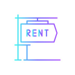 For Rent Board Real Estate icon with blue duotone style. house, property, home, building, concept, apartment, rental. Vector illustration
