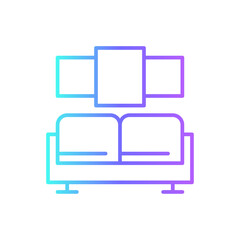 Living room Real Estate icon with blue duotone style. furniture, interior, home, design, room, sofa, table. Vector illustration