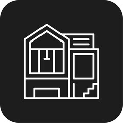 Villa Real Estate icon with black filled line style. building, home, house, apartment, property, architecture, construction. Vector illustration