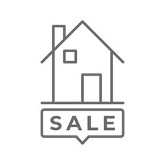 For Sale Real Estate icon with black outline style. sign, tag, buy, discount, offer, price, poster. Vector illustration