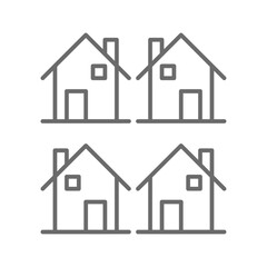 Real Estate icon with black outline style. building, home, house, sale, rent, apartment, agent. Vector illustration