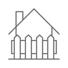 Fence Real Estate icon with black outline style. barrier, wood, wooden, security, architecture, protection, panel. Vector illustration