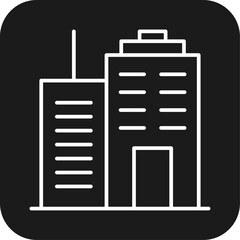 Office Real Estate icon with black filled line style. business, home, management, building, flat, organization, city. Vector illustration