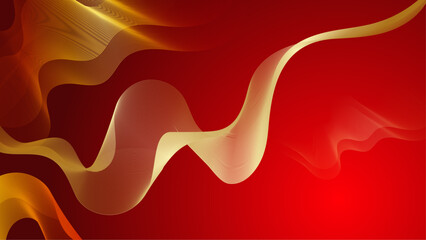Luxury red background vector. Abstract red and golden lines background with glow effect. Modern style wallpaper for Chinese New Year, ads, sale banner, business presentation and packaging design.