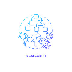 Biosecurity blue gradient concept icon. Hazard danger prevention. Agriculture policy concern abstract idea thin line illustration. Isolated outline drawing. Myriad Pro-Bold font used