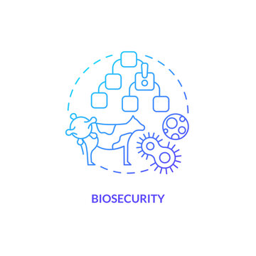 Biosecurity Blue Gradient Concept Icon. Hazard Danger Prevention. Agriculture Policy Concern Abstract Idea Thin Line Illustration. Isolated Outline Drawing. Myriad Pro-Bold Font Used
