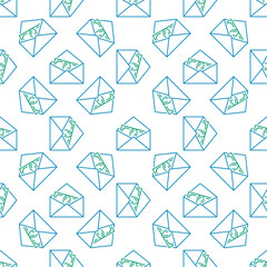 Banknote in Envelope vector Money Bribe concept line seamless pattern
