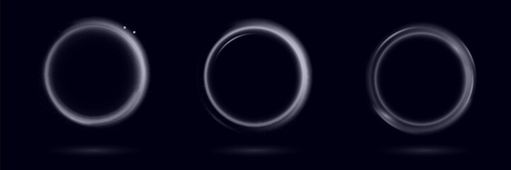 Neon swirl. Curve blue line light effect. Abstract ring background with glowing swirling background. Energy flow tunnel. Blue portal, platform. Magic circle vector.