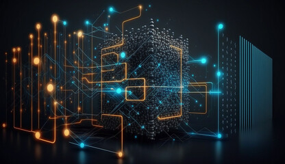 Obraz premium abstract background with glowing lines blockchain