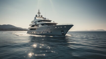 Obraz na płótnie Canvas A luxury yacht rides the waves in the Mediterranean. Generative AI.