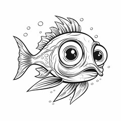 Whiskerfish Coloring Page created with Generative AI Technology - 588237172