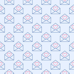 Envelope with Heart vector concept line creative seamless pattern