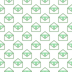 Envelope with Money vector USA Corruption concept line seamless pattern