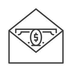 Envelope with Money vector USA Corruption concept outline icon