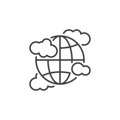 Globe with Clouds vector concept thin line icon or sign