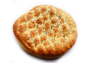 turkish pita pide isolated on white background ramazan pidesi       
