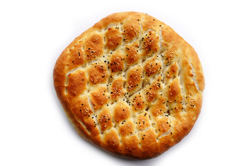 turkish pita pide isolated on white background ramazan pidesi       