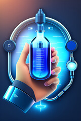Creative, new ideas and innovation, Hand holding light bulb and smart brain inside and innovation icon network connection on dark blue city background, innovative technology in science