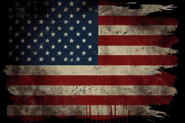 Grunge Flag of the USA in with grunge texture. Generative Ai