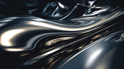 Abstract dark background with voluminous soft lines, generative AI.