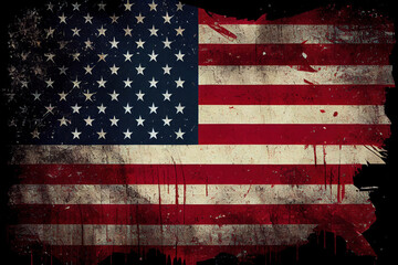 Grunge American flag. Generative Ai