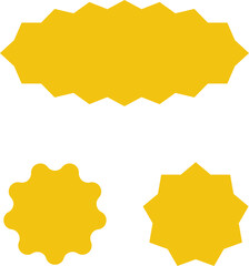 Yellow shopping labels collection. Sale or discount sticker. Special offer price tag. Supermarket promotional badge. Vector Starburst icon.