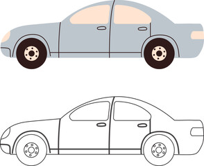 car coloring book, vector on white background