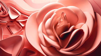Abstract floral background with pink roses, generative AI.