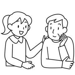 安心した表情で会話をするシニア男性と若い女性