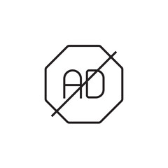 Ad Block Marketing icon with black outline style. online, security, no, internet, blocker, safety, skip. Vector illustration