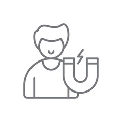 Attract Marketing icon with black outline style. magnet, customer, strategy, media, seo, landing, influence. Vector illustration