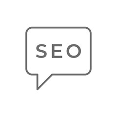 SEO Marketing icon with black outline style. media, optimization, social, internet, technology, online, management. Vector illustration