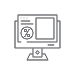 Online Marketing icon with black outline style. communication, technology, social, website, network, media, information. Vector illustration