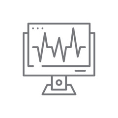 Monitoring Marketing icon with black outline style. technology, computer, internet, web, screen, data, digital. Vector illustration