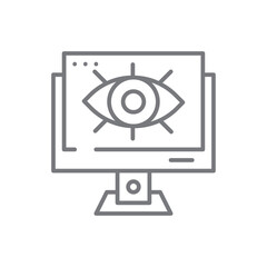 Web Visibility Marketing icon with black outline style. web, eye, graphic, look, vision, lens, element. Vector illustration