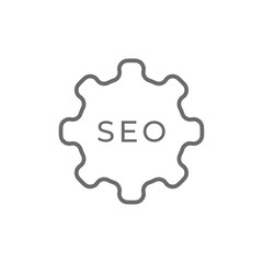 SEO Marketing icon with black outline style. web, internet, search, interface, symbol, engine, browser. Vector illustration