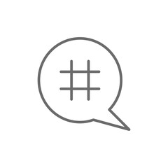 Obraz premium Hashtag Marketing icon with black outline style. media, social, network, follow, tag, post, key. Vector illustration