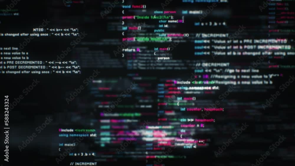 Wall mural programming code background loop. perfect for software development presentations, tech-focused proje