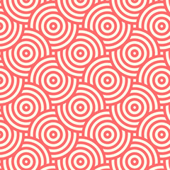 Seamless Geometric circle Texture Pattern. Illustration about Seamless round shape geometric patterns set in red.