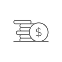 Finance Data analysis icon with black outline style. money, payment, dollar, financial, savings, deposit, stock. Vector illustration