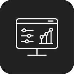 Statistic Data analysis icon with black filled line style. chart, diagram, report, analytics, management, information, graphic. Vector illustration