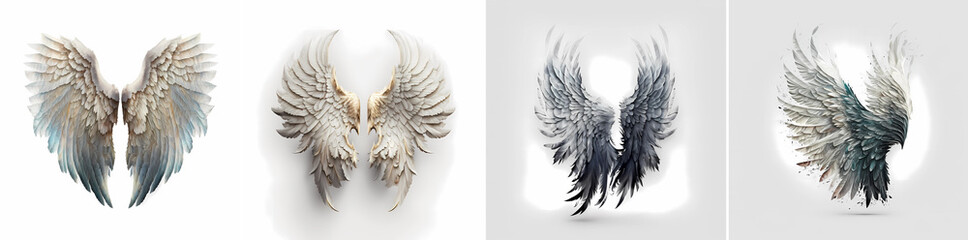 Obraz premium set of angel wings isolated on white background