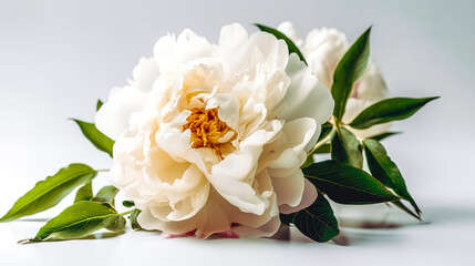 Close-up, blooming peony flower isolated, generative AI.