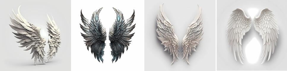 Obraz premium set of angel wings isolated on white background